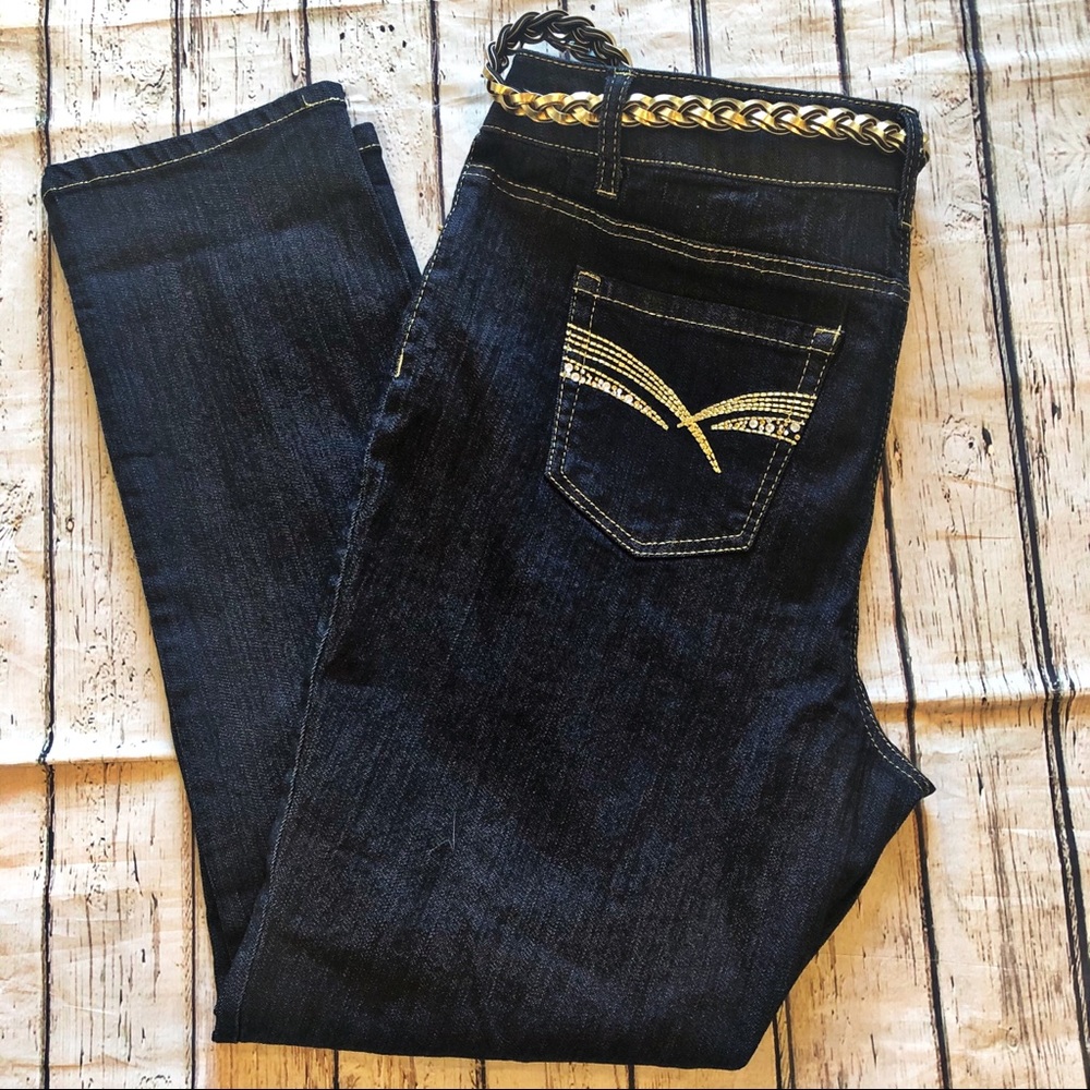 Style & Co. Dark Wash Embellished Pocket Jeggings - Picture 1 of 5
